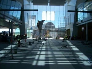 The main feature of the new Canberra Airport Terminal is a large glassed atrium.
