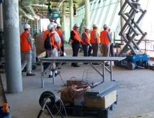 ACT community council and JRA representatives inspect what will become the international lounge as part of the stage two of the new Canberra Airport Terminal.
