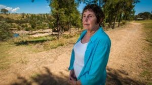 President of the Tuggeranong Community Council Glenys Patulny, at Pine Island where the Murrumbidgee River may be impacted by a new suburb on the wildlife corridor. Photo: Elesa Kurtz - Canberra Times